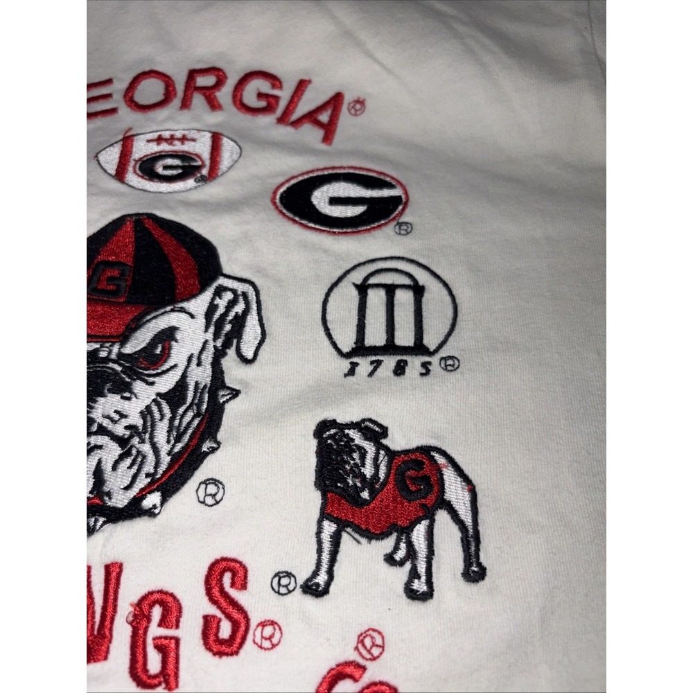 VTG 80s Belle Pointe Georgia Bulldogs Embroidered 3/4 Sleeve Shirt Women Sm EVC - Picture 10 of 11